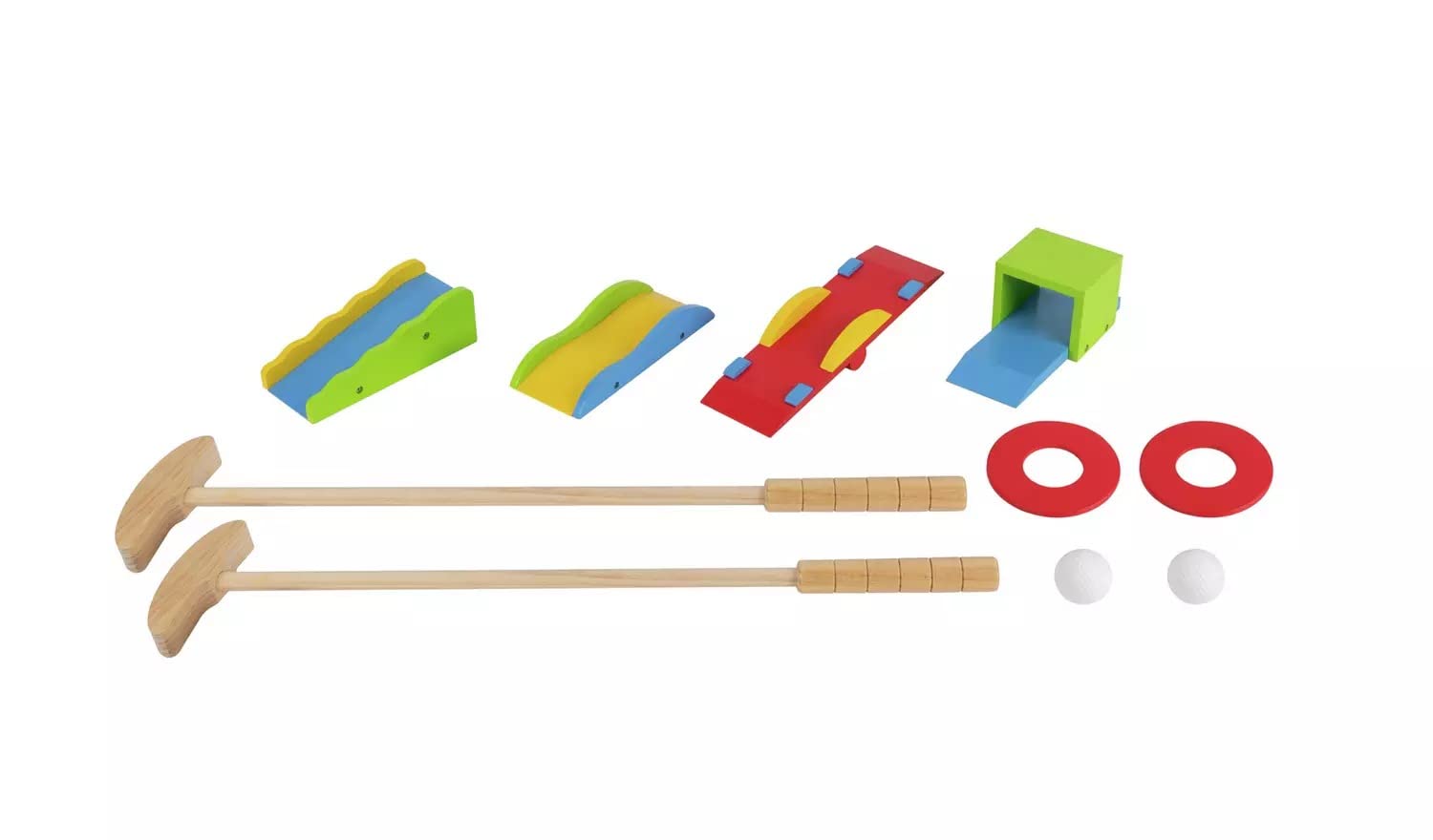 AIDNI Kids Wooden Golf Set, Mini Golf Putting Game with 2 Putters, Balls, Obstacles & Targets, Indoor Outdoor Sports Toy for Children Ages 3+