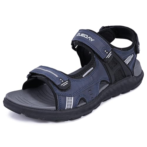 Image of Queday Mens Closed Toe Outdoor Hiking Sandals | Arch Support, 3 Adjustable Straps, Non-slip rubber outsole, Budget-friendly for beach, Daily, walking, fishing