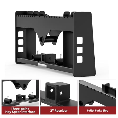 Image of YITAMOTOR 45 inch Skid Steer Pallet Forks Frame Attachment, 3000 lbs Capacity