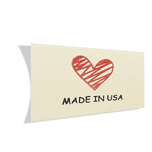 Wunderlabel Made in USA Cotton Label Crafting Craft Art Fashion Classic Ribbon Ribbons Tag Clothing Sewing Sew Clothes Garment Fabric Material Embroidered Tags, Black and Red on Cream, 50 Labels