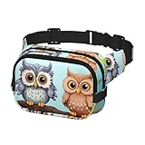 Gürteltasche, verstellbare Hüfttasche, Eulen auf einem Ast...