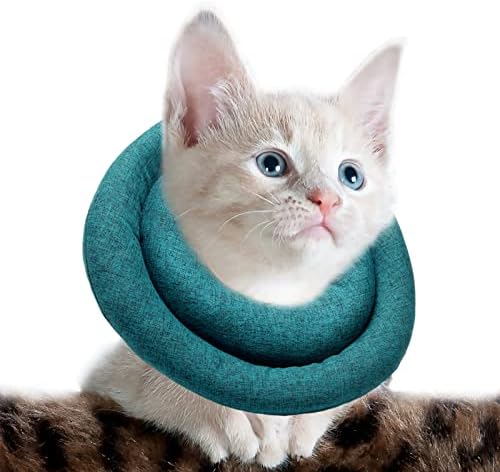 OHCOZZY Cat Cone with Adjustable Neck, Soft Cat Recovery Collar for Anti Lick, After Surgery Pet Protective Collar (S, Black)