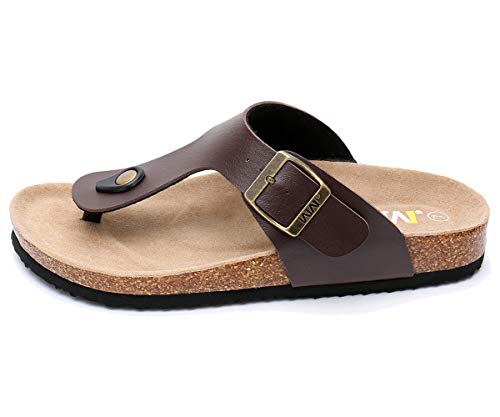 Image of WTW Men's Cork Footbed Sandals Slip on Beach Slide Slipper Shoes with Adjustable Metal Buckle Strap for Men Causal Style
