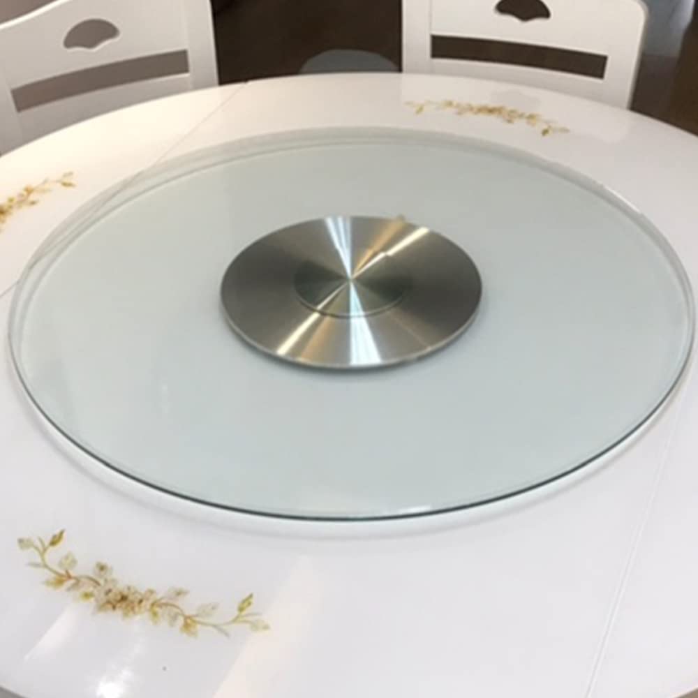 Plateau tournant rond en verre trempé de 70 cm avec base en métal et ne s'incline pas facilement
