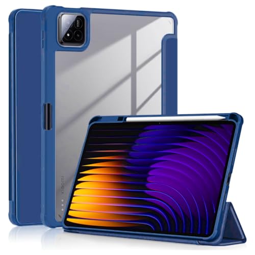 Image of MOCA Case for Xiaomi Mi Pad 8 /8 Pro /Pad 7 / Pad 7 Pro 11.2 inch, Smart Flip Case with Pen Holder, Trifold Stand, Magnetic Auto Sleep Wake, Hard Back Protection (Navy Blue)