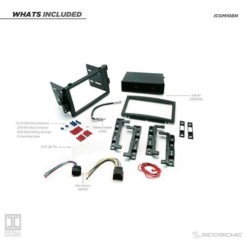 Scosche ICGM10BN Complete Double/Single DIN Stereo Installation Kit for Select Non-Amplified 2006-17 General Motors Vehicles - No Steering Wheel Remote - See Fit Guide in Images to Verify Your Vehicle