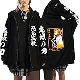 鬼滅の刃 長袖カーディガン フード付きパーカー ゆったり ファスナー付きパーカー ジャケット 男女兼用 ファッション カジュアル ペアルック 学生 大人 スポーツパーカー 春秋冬 コート 普段着 M