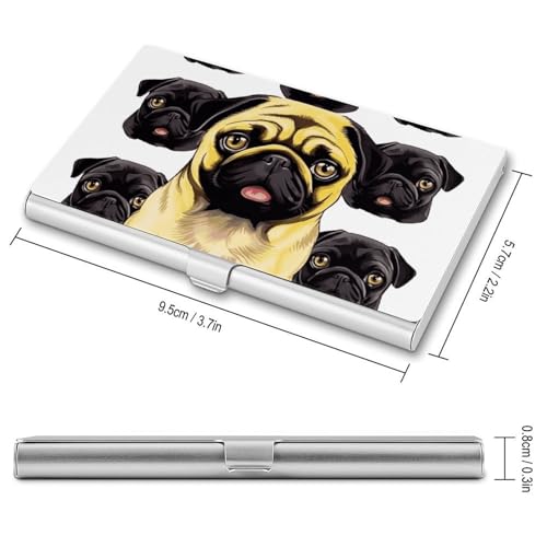 Slim Metal Business Card Holder - Black Yellow Pug Aluminum Alloy Card Case with Buckle Closure, Holds 20 Cards & Cash, Professional Credit Card Size ID Holder for Men Women Gift2