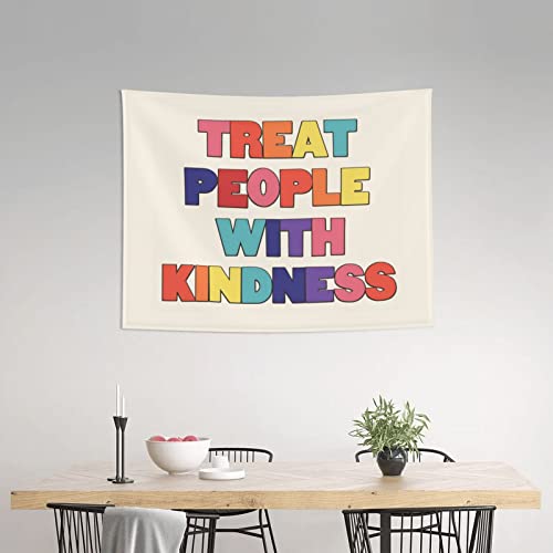 Gowmee Treat People With Kindness Tapestry Preppy Cute Pink Tapestries Aesthetic Wall Hanging Banner For Teen Girl College Dorm Bedroom Living Room Party Decoration 29"X37" #TOP1
