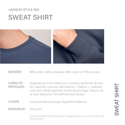 Sweatshirt basique blanc HRM résistant aux taches et lavable à 60°C - 3