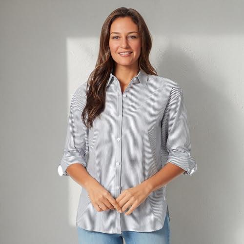 Image of Gloria Vanderbilt Women's Amanda Oversized Button Down Shirt with Roll-tab Sleeves