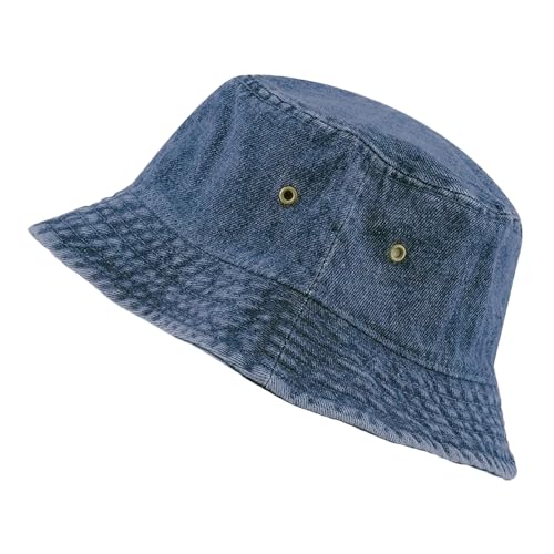 The Hat Depot Bucket Hat - Unisex 100% Cotton & Denim UPF 50 Packable Summer Travel Beach Sun Hat