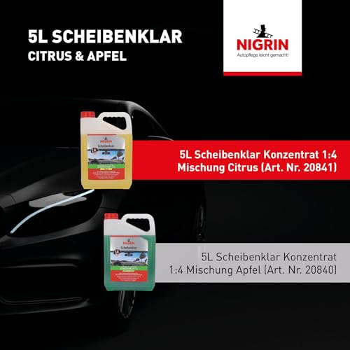NIGRIN Scheibenklar Konzentrat 1:4 Citrus | 3 Liter | Reinigungszusatz für Autoscheiben und Scheinwerfer | integrierte Ausgießhilfe | entfernt Insekten, Fett | schlierenfrei | sehr ergiebig | ab 5°C