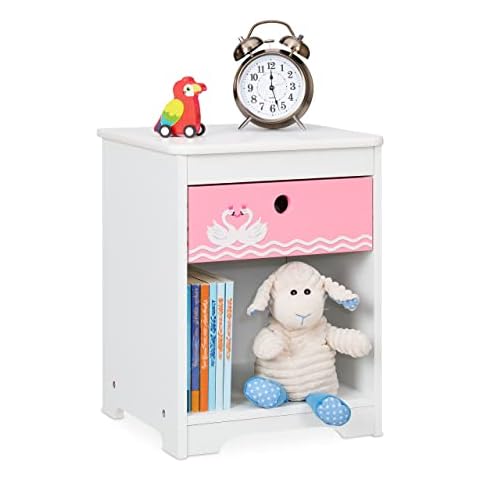 Relaxdays Table de Chevet Enfant Cygnes Cover