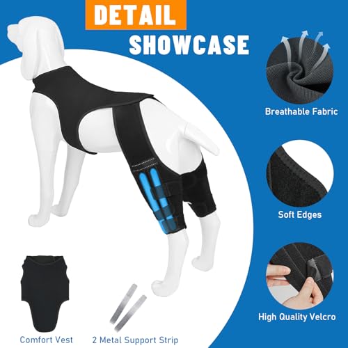 Image of Dog Knee Brace for Hind Legs- Adjustable Dog Leg Brace for Both Back Leg Helps with Torn ACL, Luxating Patella, Ligament Injuries & Arthritis, 3XL
