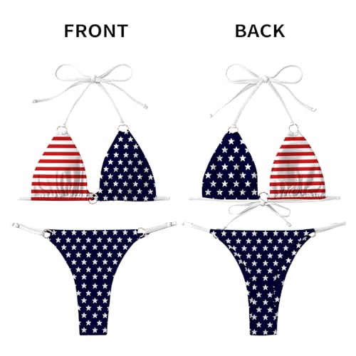 Image of MIKETAI Sexy Bikinis for Women 2 Piece Bikini Spaghetti Strap Swimsuits Solid Color Bathing Swimwear Triangle Bathing Suit