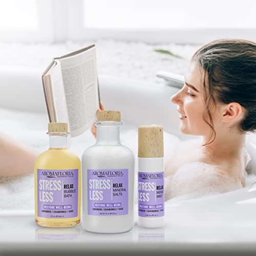 Aromafloria Aromatherapy Stress Less Relaxing Bubble Bath - Lavender, Chamomile, Sage Oil Essential Blend - Foaming & Soothing Bath Bubbles For Men & Women - Improve Mood & Sleep 9 Fl Oz Bottle #TOP7