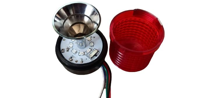 Image of POWER ABS Revolving Industrial Tower Beacon Light AC 110V /220V and DC 12V /24V Buzzer Circular Siren LED Warning Light (Red, 8.7 x 15 cm) (LTE-5041-J)