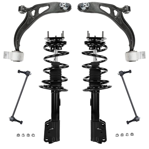 Image of Detroit Axle - AWD Front End Kit for 2011 2012 2013 Ford Explorer, 2 Lower Control Arms with Ball Joints 2 Struts with Coil Spring 2 Sway Bar End Links Replacement Suspension