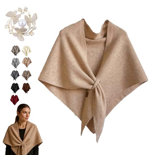 Women's Solid Color Scarf Casual Soft Knitted Poncho Cape Comfortable Shawl for Fall Winter
