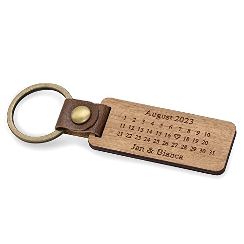 Personalisierter Schlüsselanhänger, Anhänger mit Schlüsselring, aus Holz mit individueller Gravur, Geschenk für Weihnachten, zum Geburtstag, Valentinstag uvm.