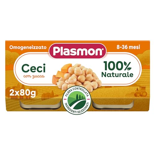 Plasmon Omogeneizzato Ceci con Zucca 2x80g, da Inizio Svezzamento