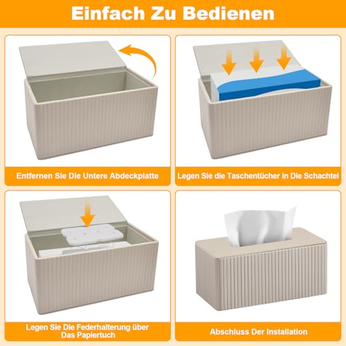 Kosmetiktücherbox Taschentuchbox aus PU Leder: Modern Taschentuchspender für Hausfrau Büroangestellter-Rechteckige Tissue Box mit Magnetabdeckung für Wohnzimmer Büro-Geschenke für Geburtstag(Milchtee)