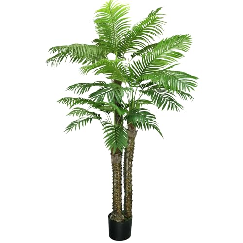 ROOMTEC 8ft Artificial Palm Tree for Outdoors Triple Tropical Phoenix Palm UV Resistant Large Fake...