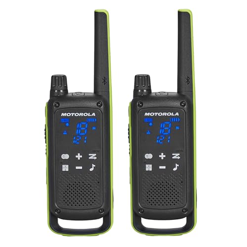 Motorola Solutions T803 Waterproof IP54 Two Way Radio Walkie Talkie 35 mi. Bluetooth w/Charging Dock 2-Pack (Lime Green)