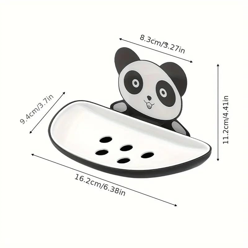 Image of QONETIC Panda Soap Box 2 Pack Soap Holder for Bathroom and Kitchen, Plastic Soap Case, Wall-Mounted Soap Dish, Bathroom Accessories, Kitchen Items, Soap Stand, Durable Design