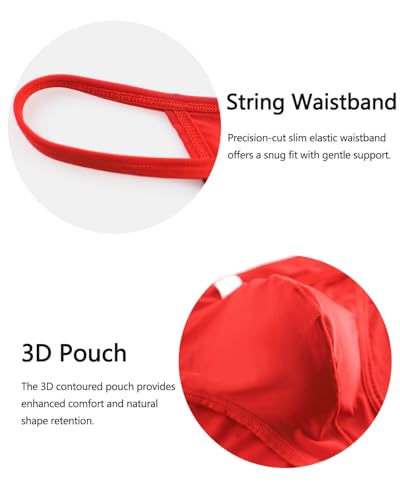 Men's Sexy Low Rise Briefs Ice Silk String Bikini Underwear with Bulge Pouch4