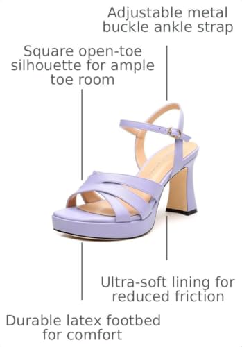 Image of Women Square Toe Platform Block Heel Sandals 3.3'' | Elegant Comfort Formal Dress Footwear, Stylish Ladies Sandals For Daily Office Wedding Evening Party Formal Occasions