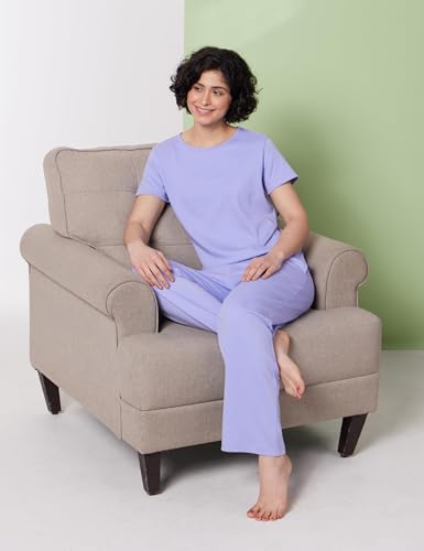 Image of Symbol Premium Women's Cotton Rib T-Shirt and Pajama Night Suit | Two Piece Set | Regular Fit (Available in Plus Sizes)