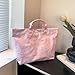 ALINUOYQ PVC Travel Shopping Bag Large Capacity Top Handle Bag Fashion Slouchy Bag for Women Work Shopping Travel (Pink)