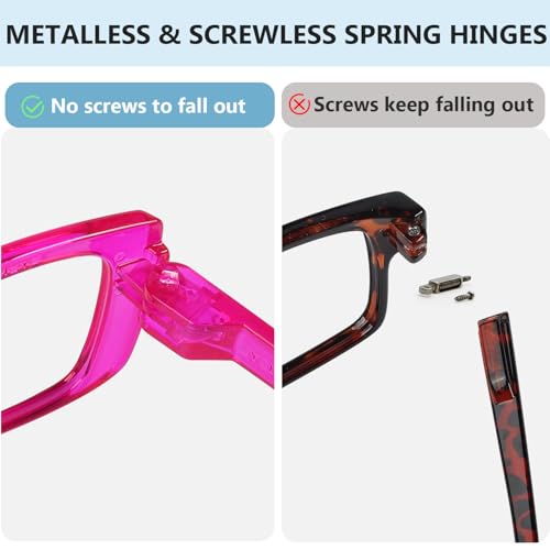 Image of Eyekepper Square Reading Glasses 1.75, Readers for Women, 6 Pack Stylish | Ladies Reader Eyeglasses, Screwless Spring Hinges, Fashion Womens Cheaters, Metalless Unbreakable, Scratch Resistant