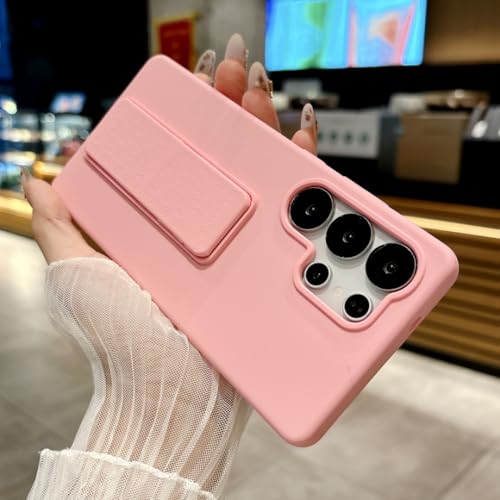 Coque Galaxy S25 Edge antichoc rose avec support et bracelet silicone liquide