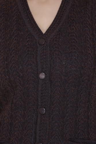 Image of aarbee Self Design Sleeveless V Neck Woollen Cardigan for Women with Front Pockets