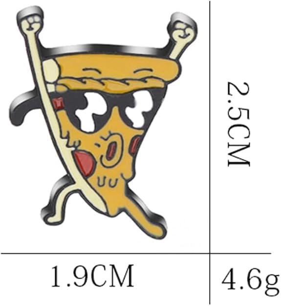 Image of Pizza Wearing Sunglasses Awesome Brooch Cartoon Enamel Brooch Pin Jacket Lapel Metal Pins Brooches Badges Exquisite Jewelry Accessories