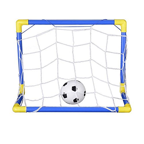 SODIAL Indoor Mini Folding Football Soccer Ball Goal Post Net Set+Pump Kids Sport Outdoor Home Game Toy Child Birthday Gift Plastic