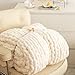 ATMOSURELY Ultra Soft Cream White Chunky Knit Throw Blanket Cozy Fluffy Chenille Yarn Handmade Cable Knit Crochet Blanket for Bed Sofa Couch 50x60 Inches (Cream White, 50