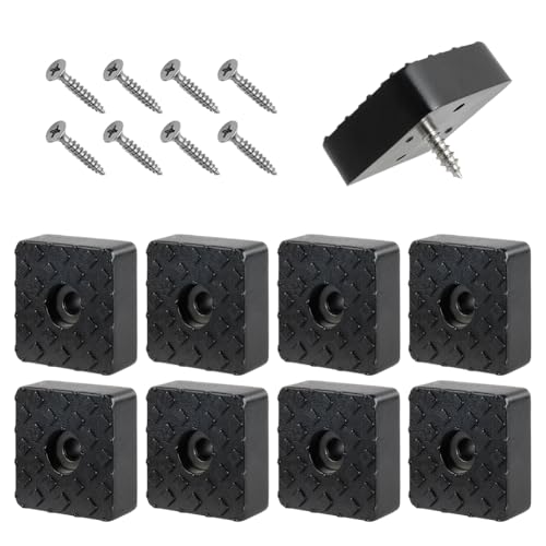 NUTKIT 8PCS Tacos de Goma para Muebles, 30 x 30 mm Alfombra de Goma Antideslizante Cuadrada Negra, Patas Resistentes al Desgaste con 8 Tornillos de Montaje, para Muebles, Electrodomésticos
