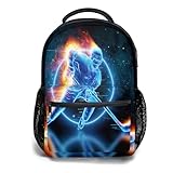 Giwawa Ice Hockey Backpack- Red Fire Player School Shoulder Bags with Multi Pockets for Teens Men Boys Girls Hiking Travel Laptop- Casual Large Capacity Sports Kids Bookbag