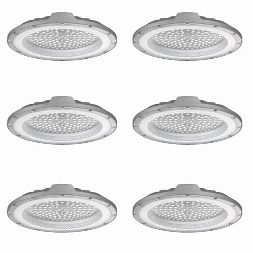 Jandei   Pack x6 Campana LED UFO DOB, Blanco Frío 6000K, Alta Potencia con 110 lm/vatio PF 0,95 6KV, Foco de Exterior IP65. Perfecto para Entorno Industrial, Naves, Garajes, Negocios... (200W)