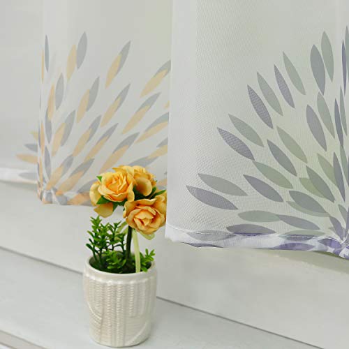 ESLIR Window Curtain Modern Bistro Curtain Kitchen Curtains Transparent Curtains with Loops Short Curtain Voile Circle Pattern Pack of 1 - Image 4