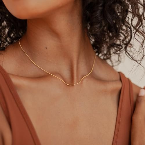 CONRAN KREMIX Waterproof Gold Necklace Layered Necklaces for Women Non Tarnish,18k Gold Plated Stainless Steel Dainty Stack Thin Chain Necklace Set for Women Gifts Jewelry