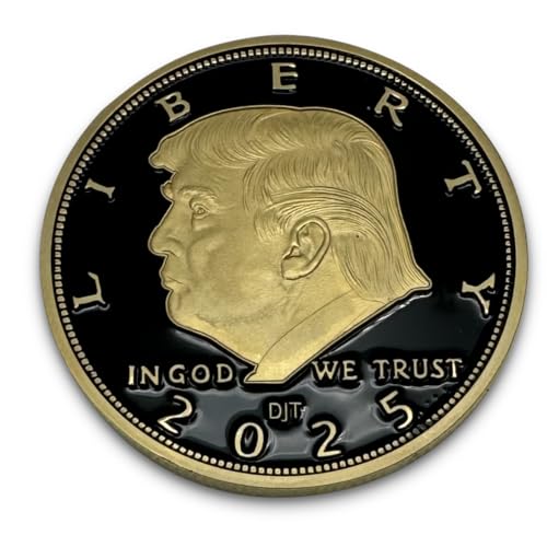 Image of Donald Trump Black & Gold Coin 2025 with Certificate of Authenticity, President Coin, Trump Coin Collectors, 24kt Gold Plated with Black Inlay, 38mm x 2mm