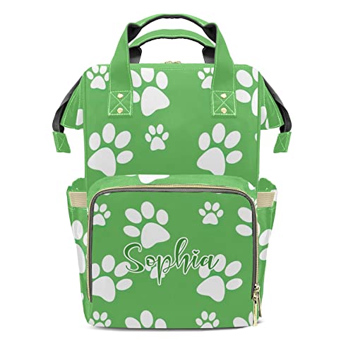 Puppy Dog Paw Print Diaper Bag Backpack Multifunction Bags with Changing Pad Unisex Stylish Travel Back Pack Nappy Custom Bag for Moms Dads