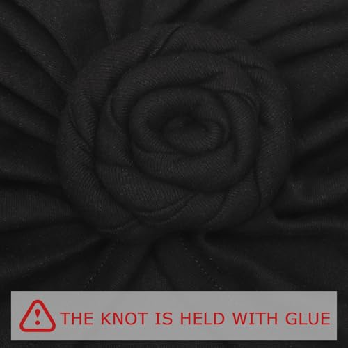Image of DRESHOW 5 Pack Knotted Headwraps for Women African Turban Pre-Knotted Beanie Headwraps Hair Covers