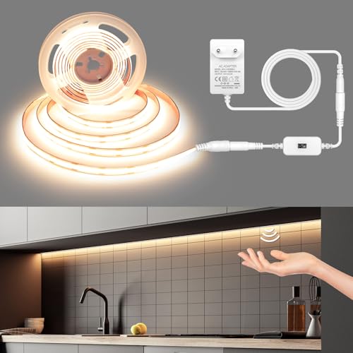 COB-LED-Strip-Lights164ft-Ultra-Bright-LED-Light-Strip-24V-Dimmable-3000K-Warm-White-COB-Light-StripHand-Wave-ActivatedLED-Tape-Light-for-DIY-TV-CabinetWardrobe-Bedroom-KitchenChristmas