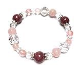 【Malline 】 ロードナイト ローズクォーツ 水晶 天然石 パワーストーン ブレスレット 日本製 内径：約16.5cm